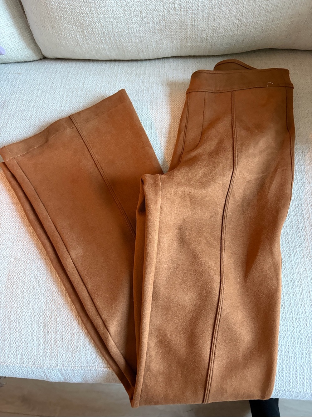 SPANX Wide-Leg Suede-Look Pants in Caramel Brown